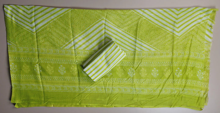 Vibrant Lime Green Cotton Suit Set - Yellow-green - Picture 6