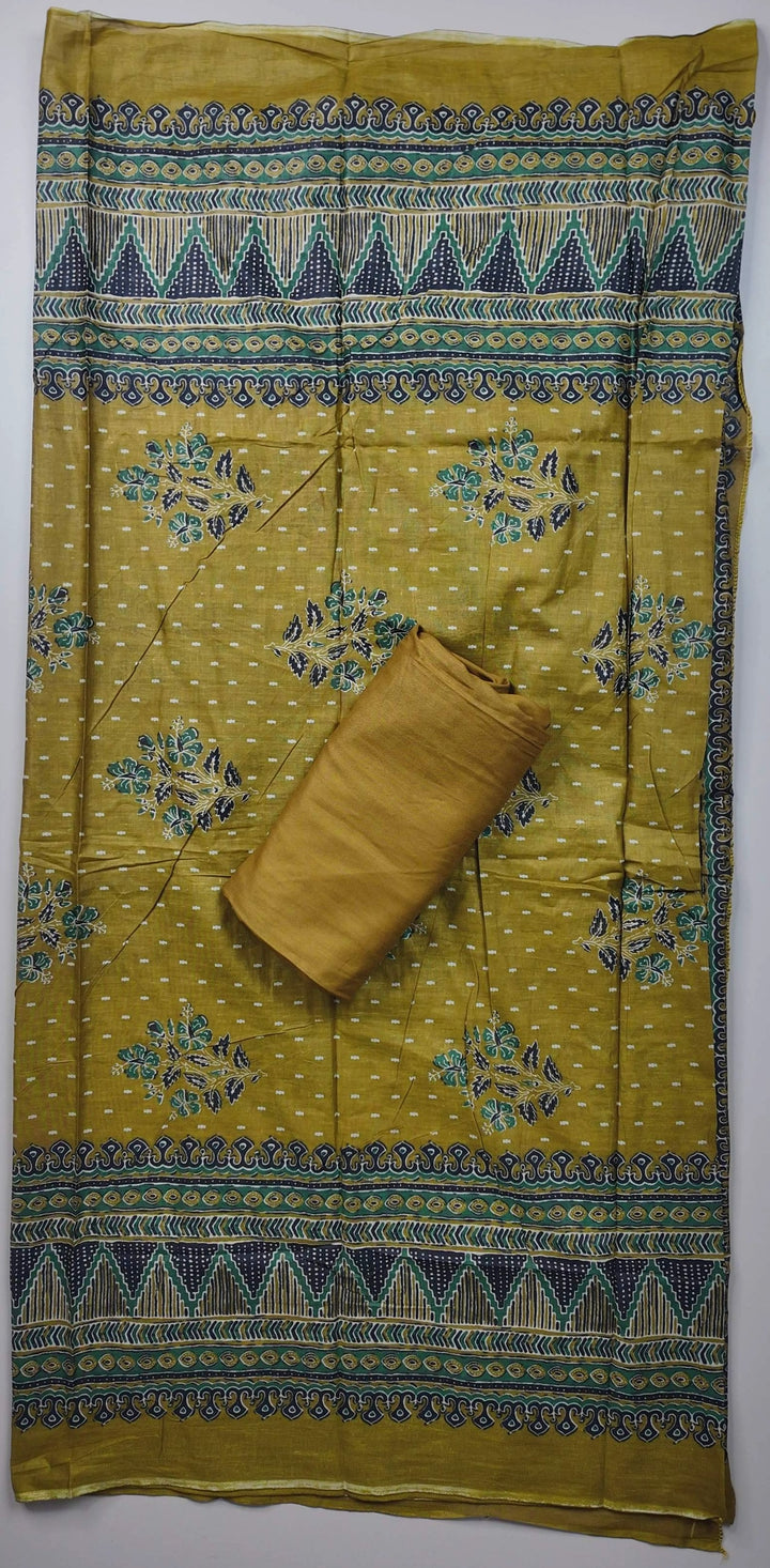 Elegant Mustard Floral Rayon Suit Set - Mustard - Picture 6