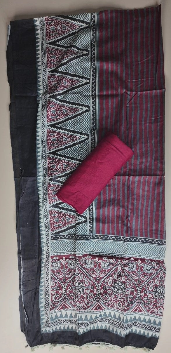 Elegant Maroon Striped Kurta Set with Embroidery - Maroon - Picture 6