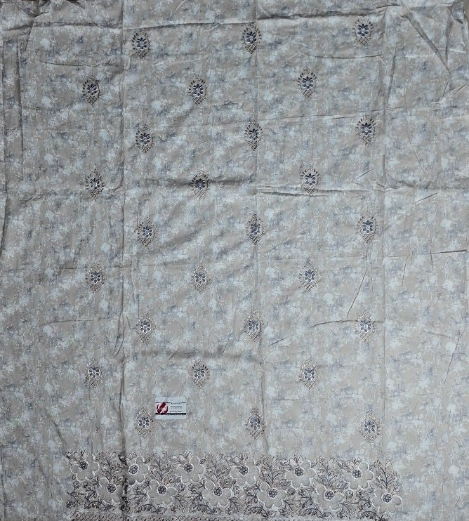 Elegant Beige Floral Embroidered Suit - Beige - Picture 3