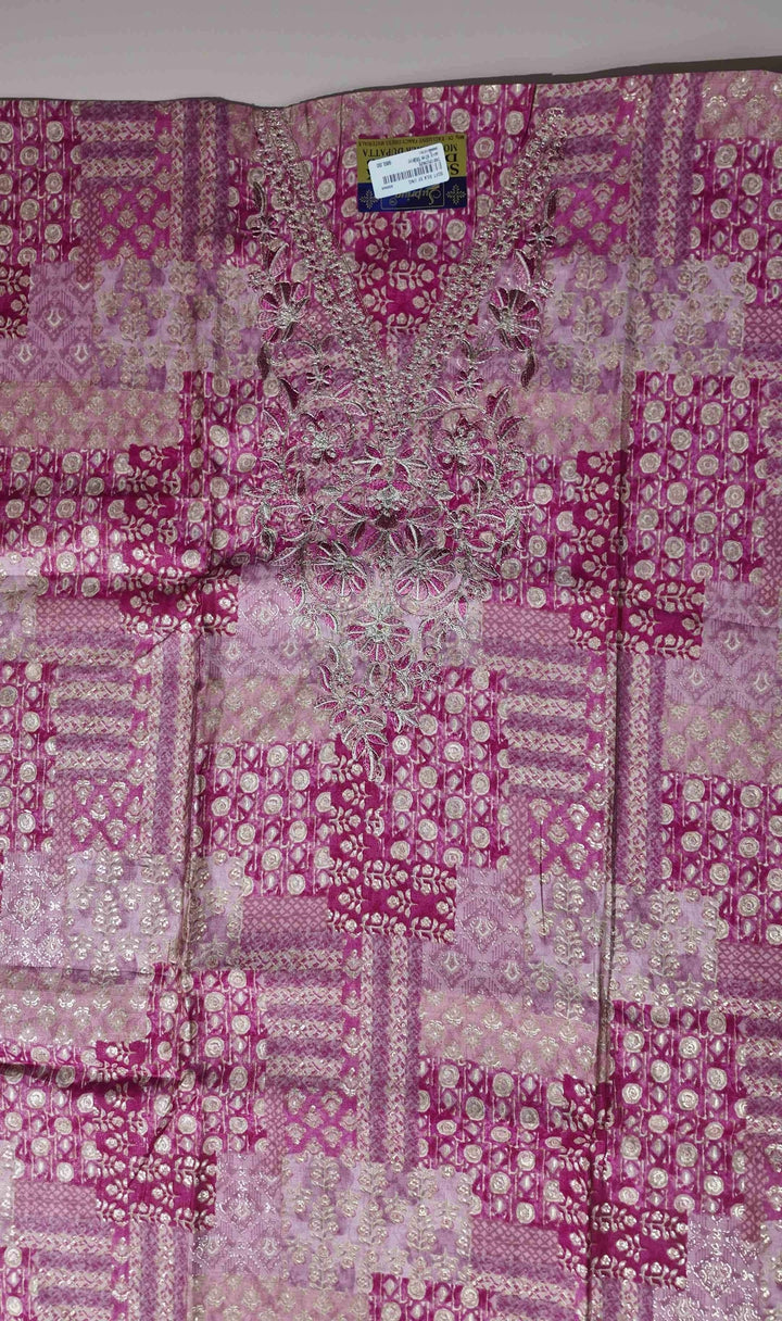 Vibrant Pink Bandhani Silk Suit with Embroidery - Pink - Picture 2