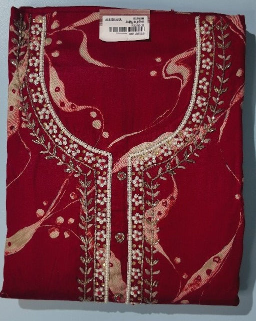 Elegant Maroon Printed Cotton Suit Set - Red - Picture 5
