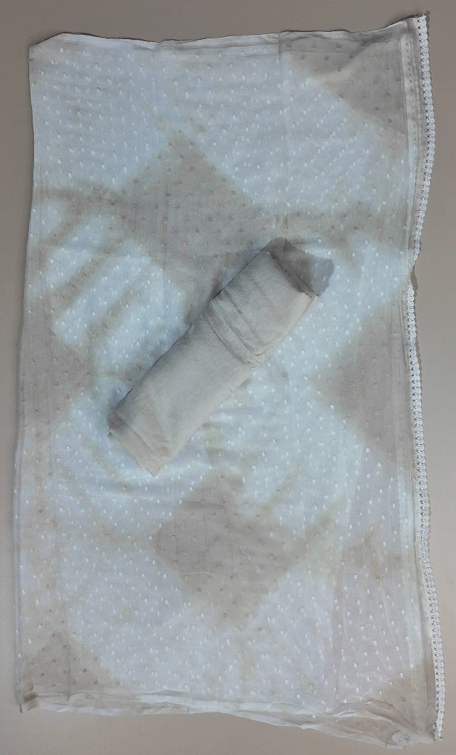 Elegant Beige Floral Embroidered Suit - Beige - Picture 6