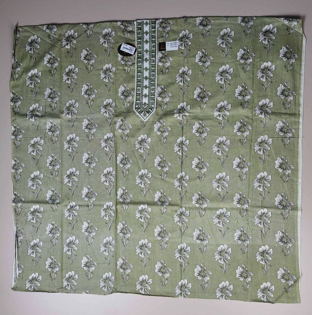 Olive Green Floral Cotton Kurta Set - Green - Picture 4
