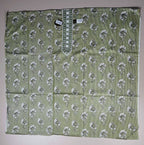 Olive Green Floral Cotton Kurta Set - Green - Picture 4