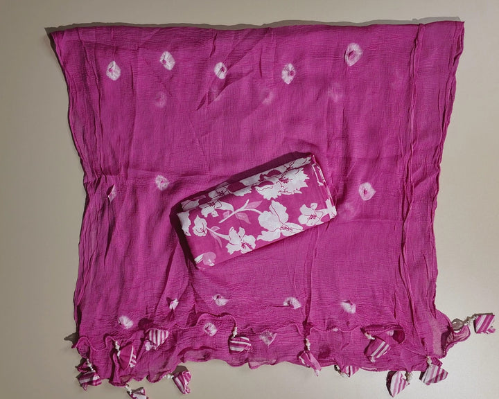 Vibrant Pink Striped Floral Embroidered Suit - Pink - Picture 5