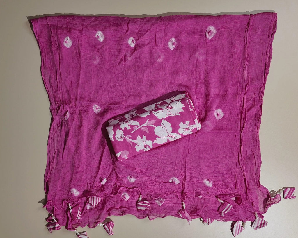 Vibrant Pink Striped Floral Embroidered Suit - Pink - Picture 5