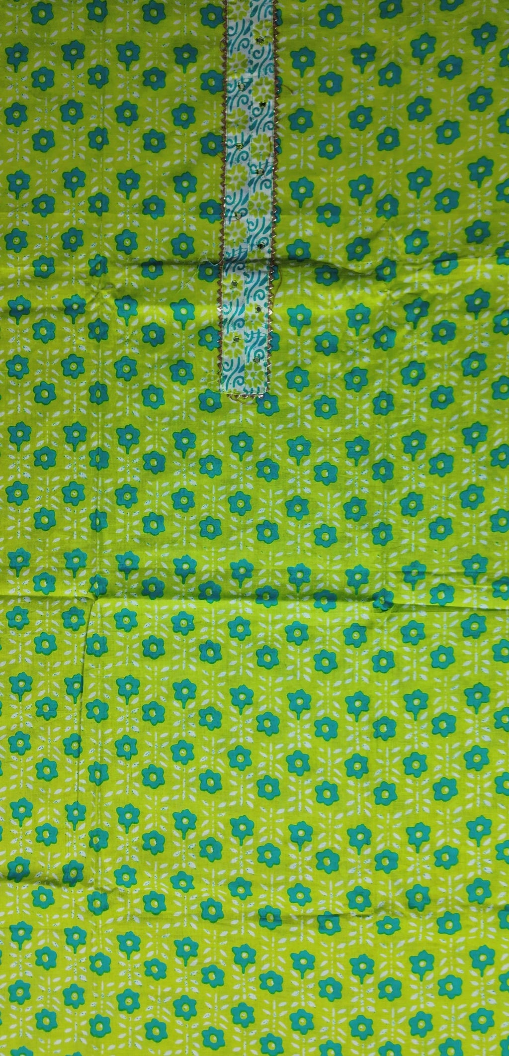 Vibrant Lime Floral Cotton Suit Set - Lime Green - Picture 3