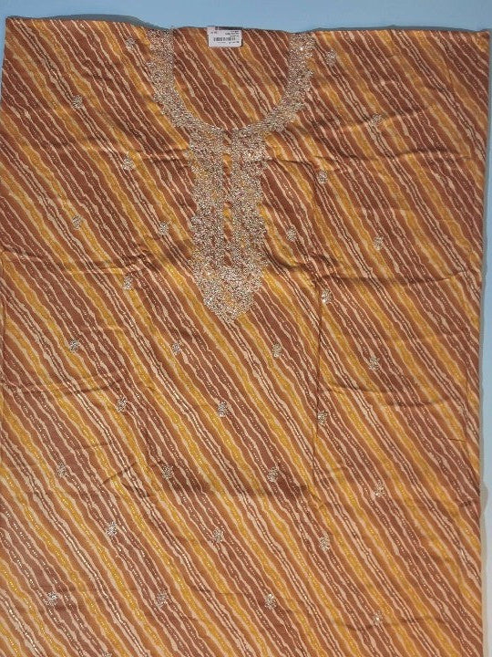Elegant Amber Striped Embroidered Salwar Suit - Brown - Picture 2