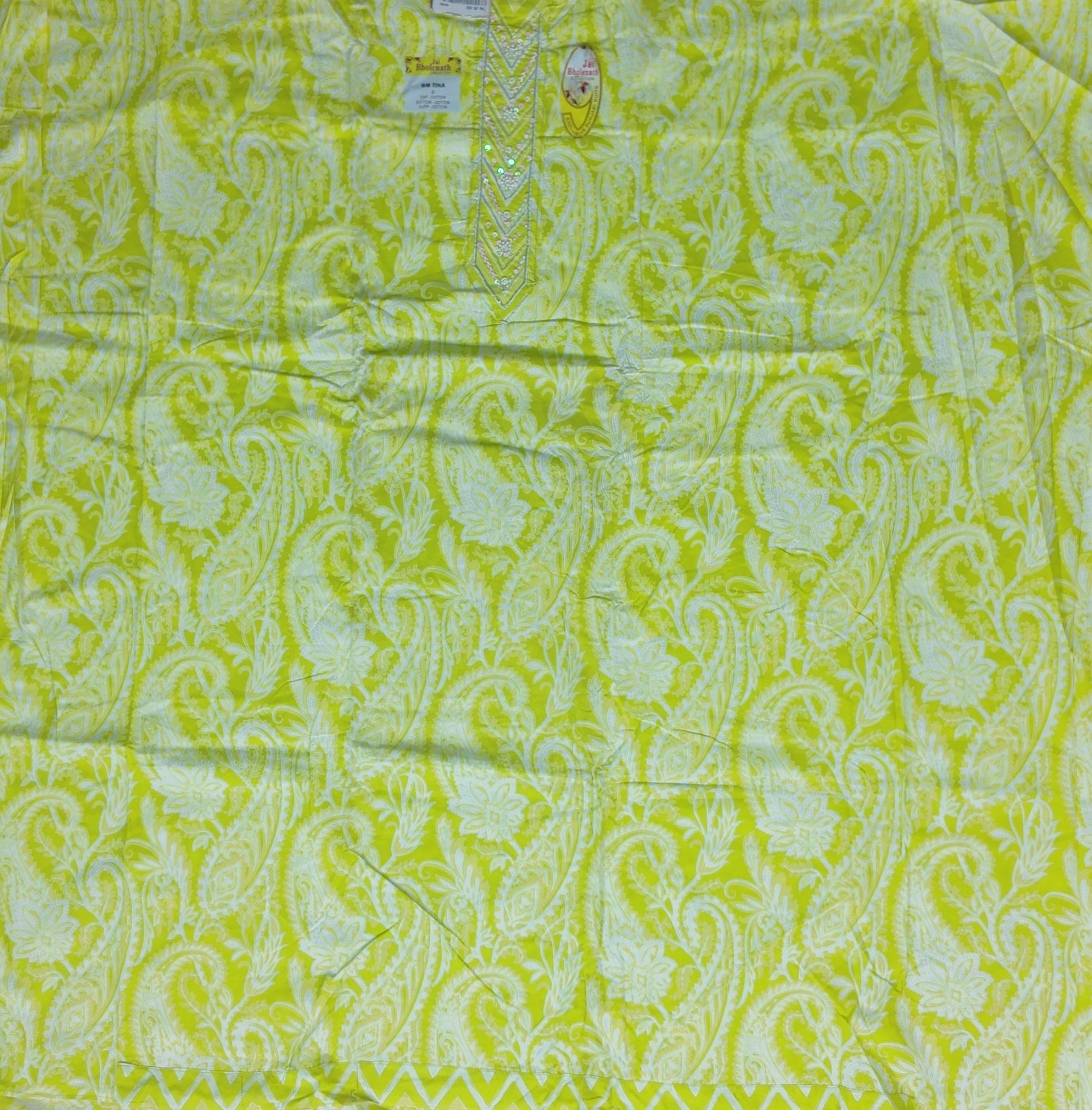 Sunny Yellow Paisley Cotton Suit Set - Yellow - Picture 3