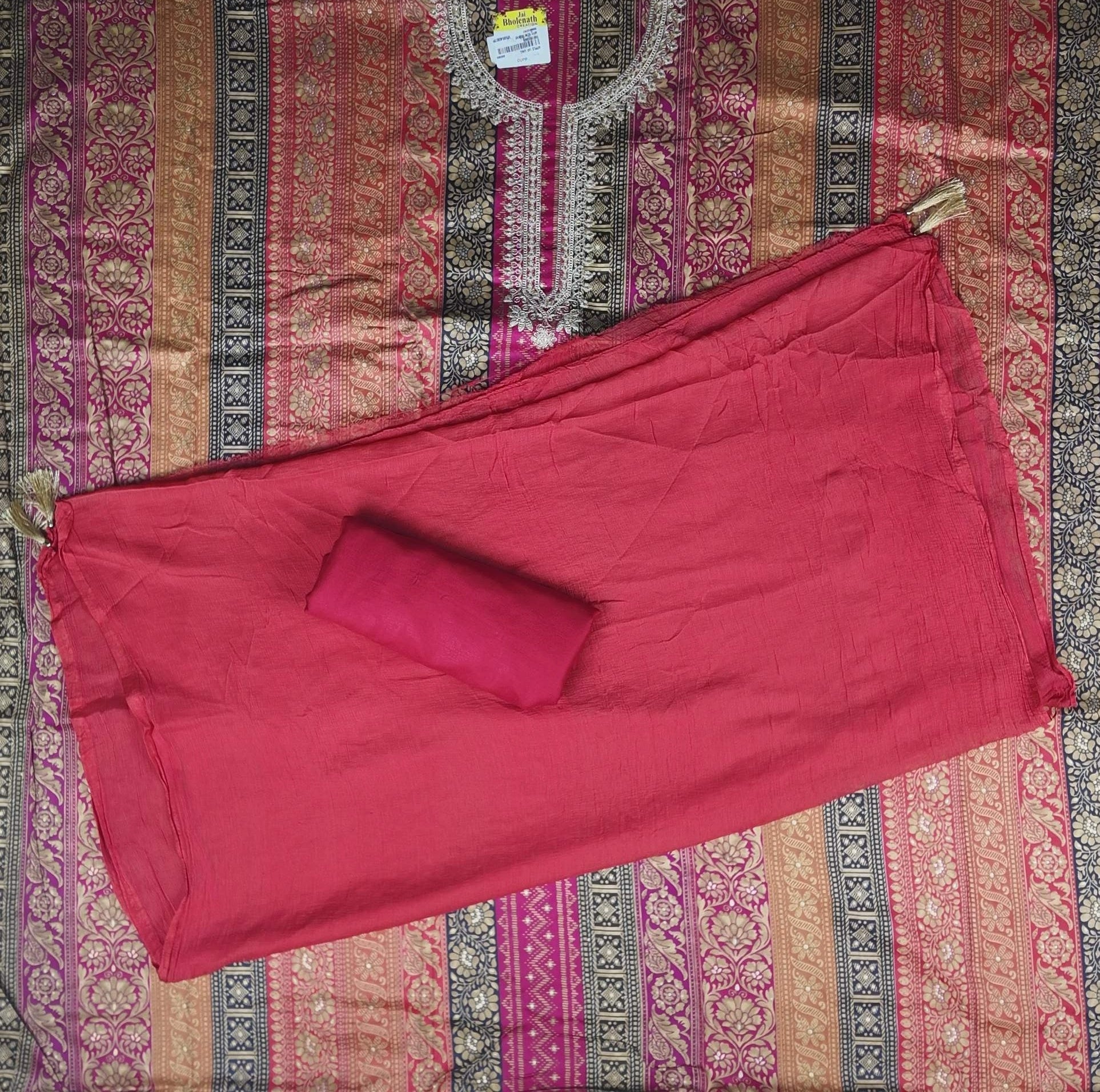 Elegant Multicolor Floral Print Suit - Pink - Picture 1