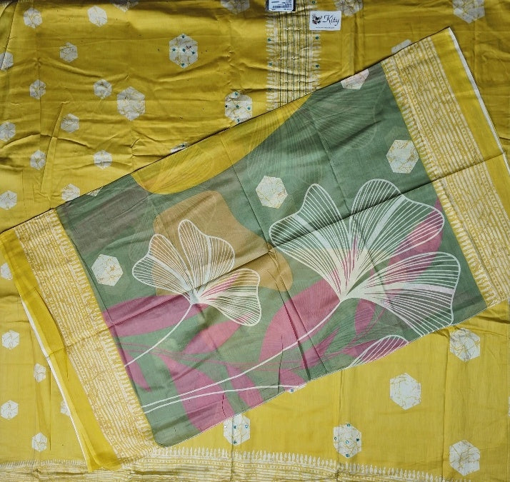 Sunny Yellow Floral Unstitched Suit Set - Yellow - Picture 4