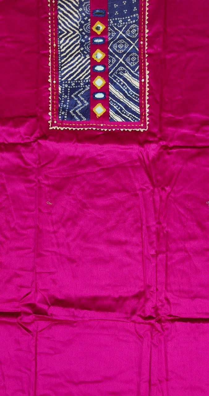 Vibrant Magenta & Navy Bandhani Suit Set - Magenta - Picture 2
