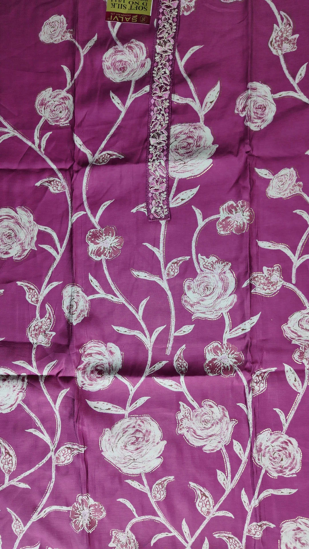 Elegant Plum Floral Embroidered Suit Set - Purple - Picture 2