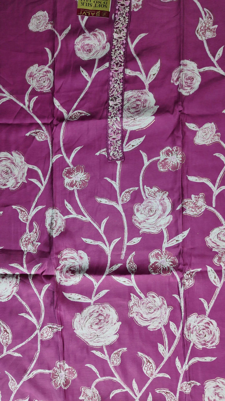 Elegant Plum Floral Embroidered Suit Set - Purple - Picture 2