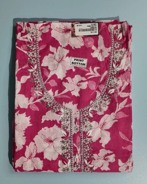 Elegant Pink Floral Designer Kurti Set - Pink - Picture 1