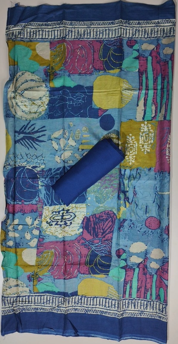 Elegant Indigo Floral Printed Suit Set - Navy blue - Picture 6