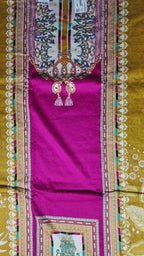 Vibrant Magenta & Mustard Floral Suit Set - White - Picture 2