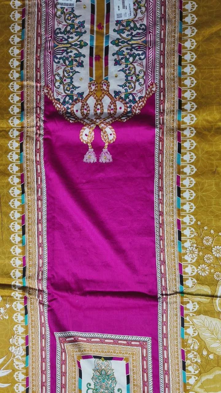 Vibrant Magenta & Mustard Floral Suit Set - White - Picture 2