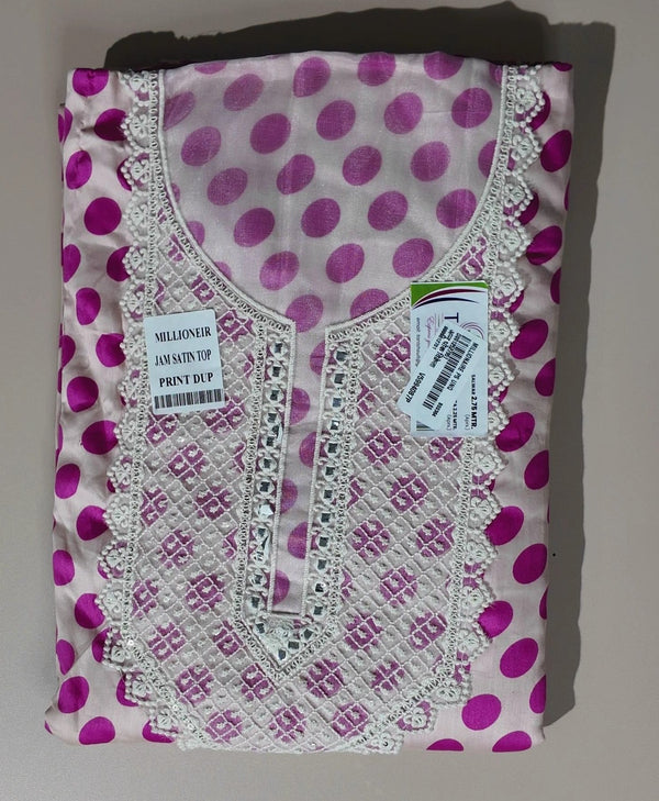 Pink Polka Dot Kurta Set with Lace Detailing - Light pink - Picture 1