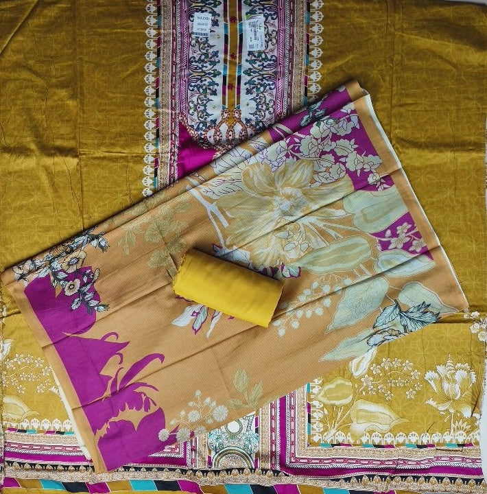 Vibrant Magenta & Mustard Floral Suit Set - White - Picture 5