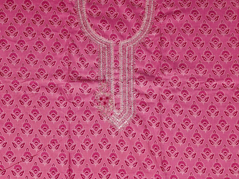 Elegant Pink Floral Embroidered Suit Set - Pink - Picture 3