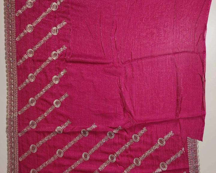 Elegant Red Silk Saree with Gold Embroidery - Red - Picture 3
