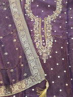 Royal Purple Valvet Suit with Heavy Zari Embroidery & Banarasi Women Duptta