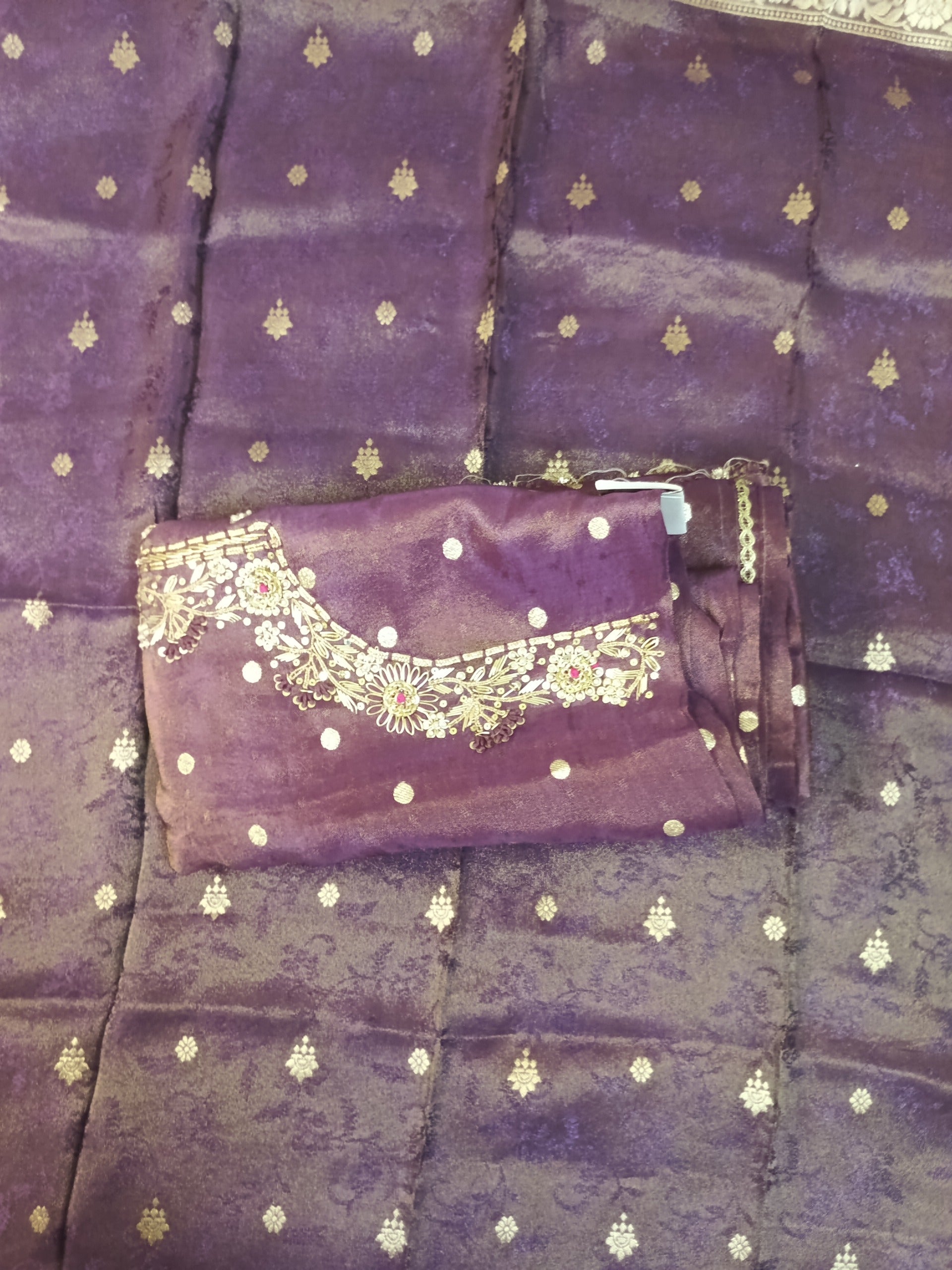 Royal Purple Valvet Suit with Heavy Zari Embroidery & Banarasi Women Duptta
